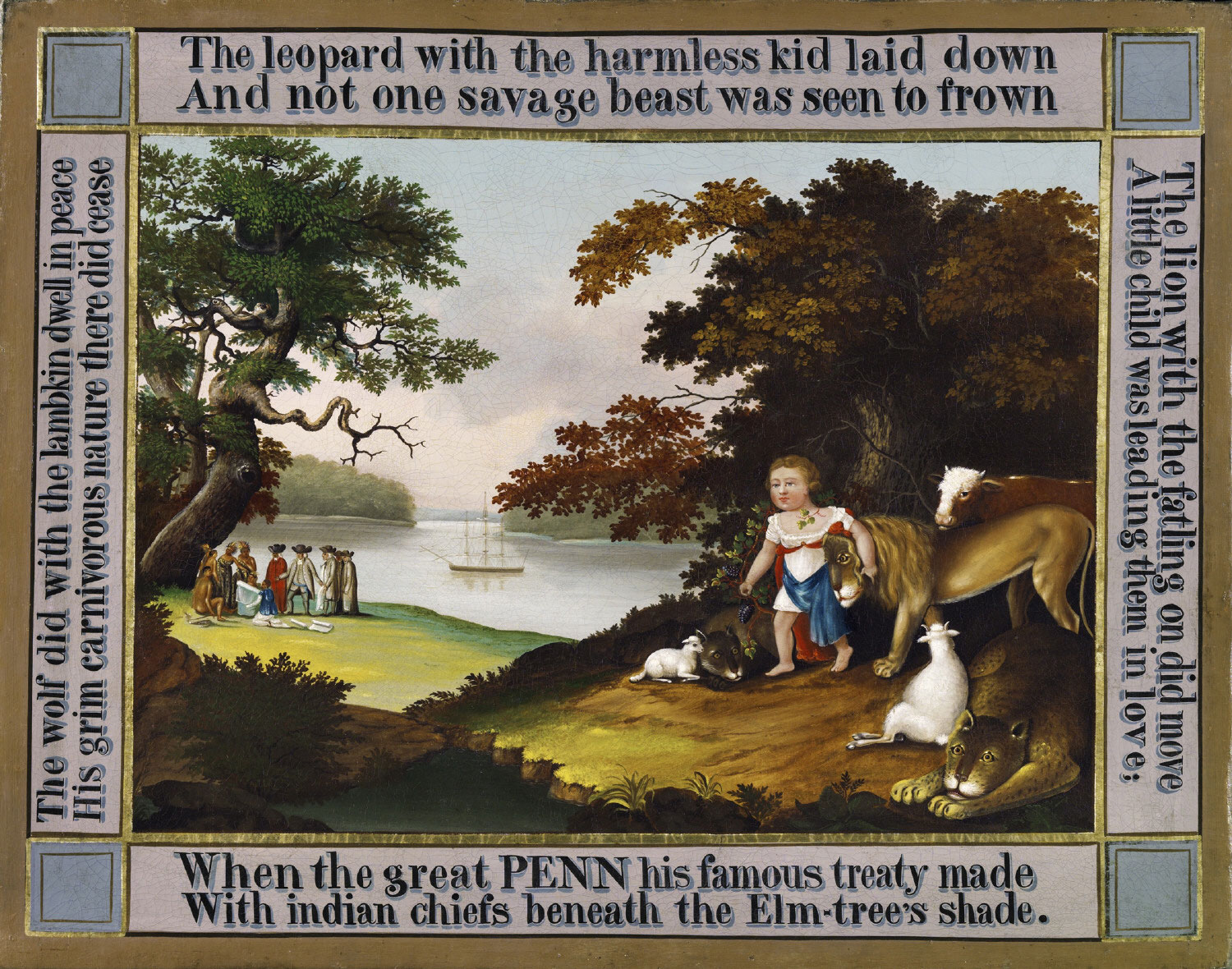 Edward Hicks (1780-1849), The Peaceable Kingdom, 1826, Oil on canvas, 32 7/8 x 41 3/4 inches
